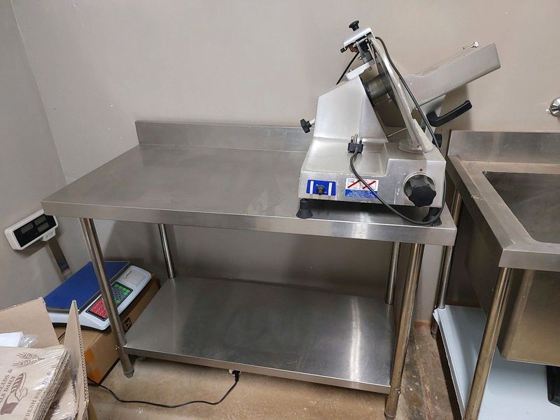 S/Steel Table with undershelf