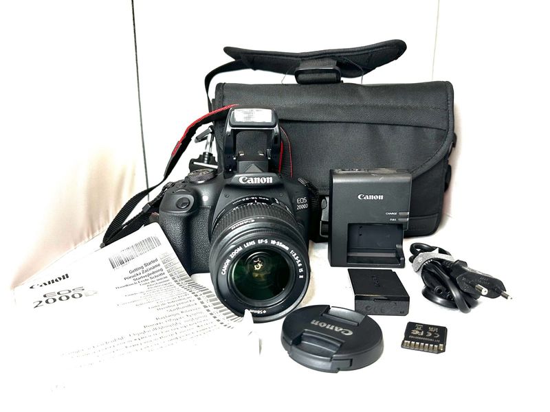 Canon e o s2000 d with lens and accessories * canon e o s2000 d d s l r camera body* canon 18 55mm l