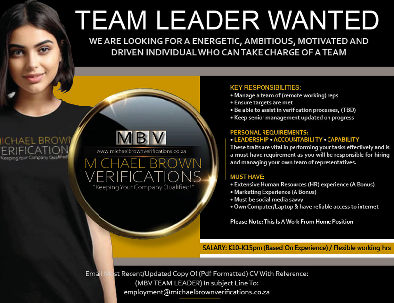 TEAM LEADER/ADMIN MANAGER WANTED
