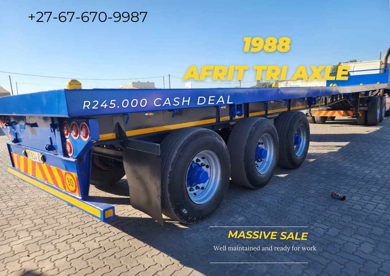 1988 - AFRIT TRI AXLE 13m Flat Deck Trailer for sale - R245.000 Cash feal