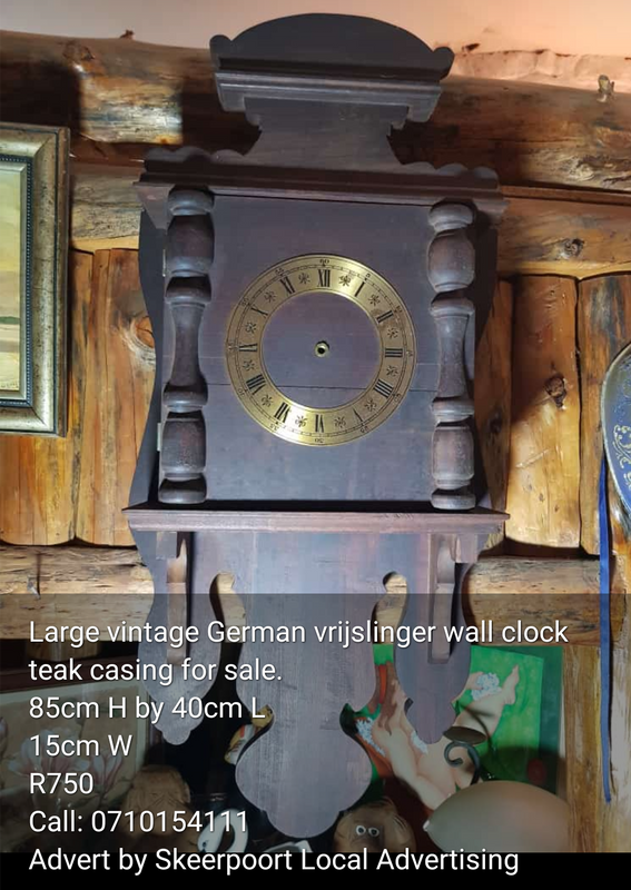 Large Vintage German vrijslinger wall clock teak casing for sale