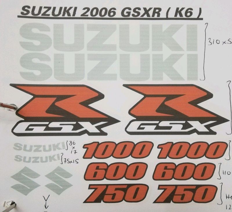 Suzuki GSXR K6 decals stickers / vinyl cut graphics kits