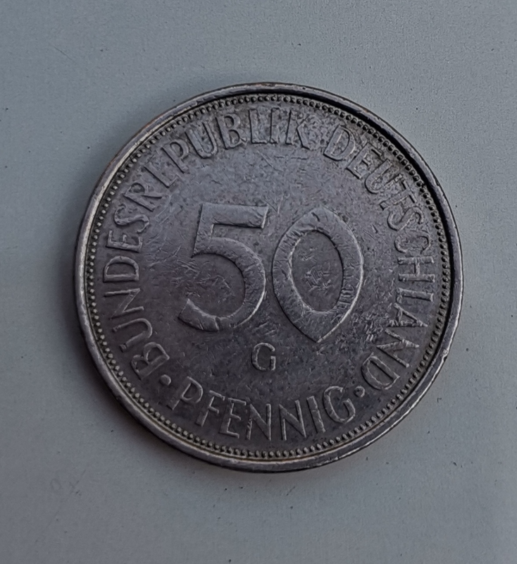 1974 German Bundesrepublik Deutschland 50 Pfennig (G) Coin For Sale