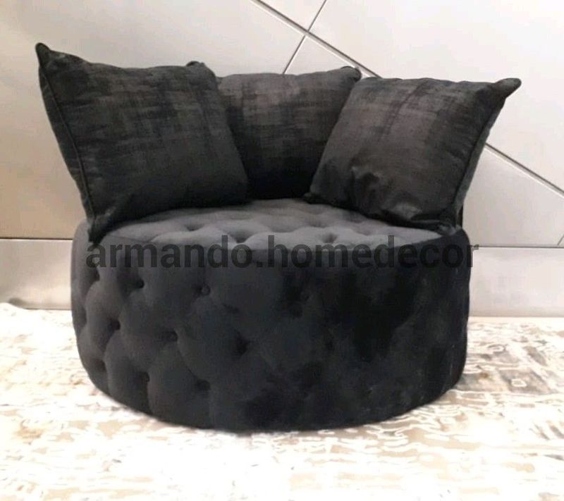 New Black round circle chesterfield button couch