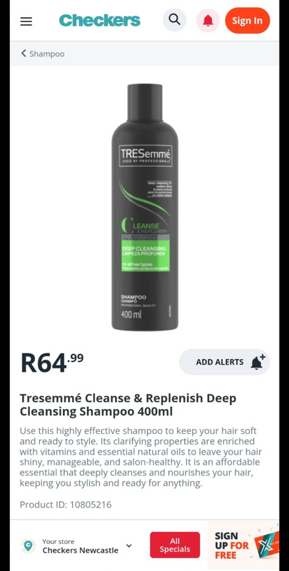 TRESemme Shampoo OR Conditioner - R30 Each.