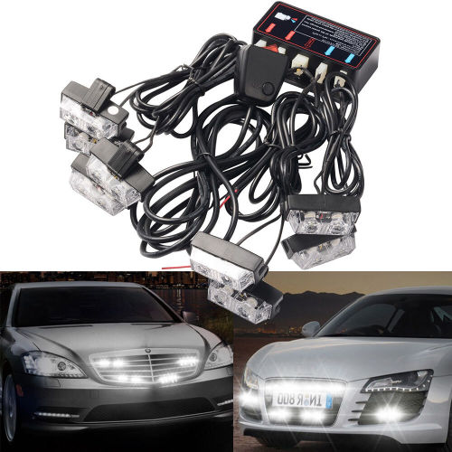 Cool White LED Flash Strobe Grille Bumper Cluster Lights. Kit of 8x2 LED Lights. Brand New Products.