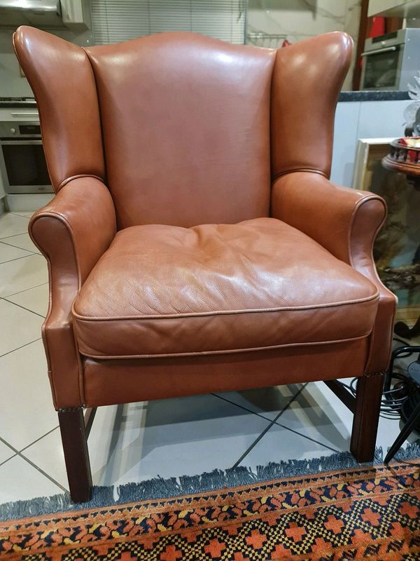 100% Genuine Leather Wingback Chair