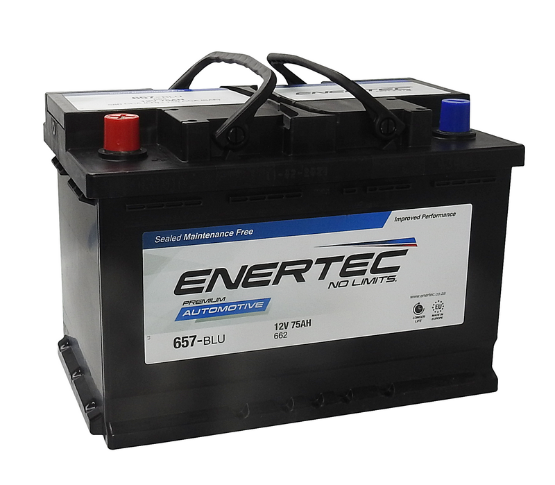 Enertec Blue 657, 12v, 75Ah, 680/720CCA LHP Car Battery