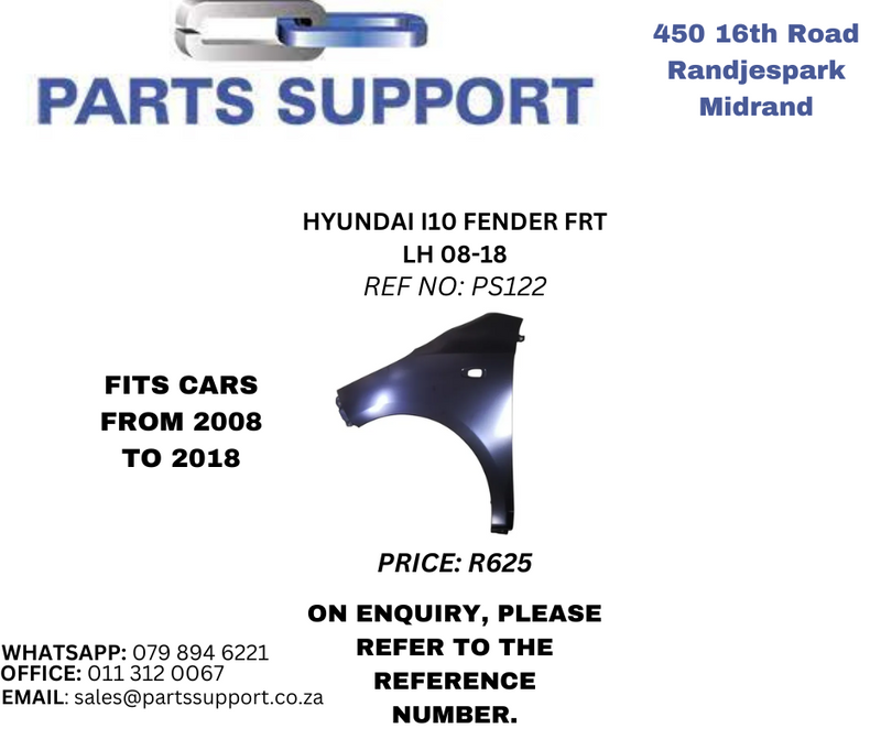 Hyundai I10 Fender Front LH 2008-2018