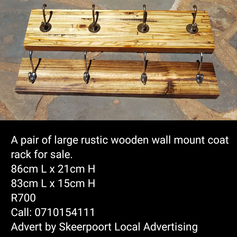 A pair of large rustic wooden wall mount coat rack for sale