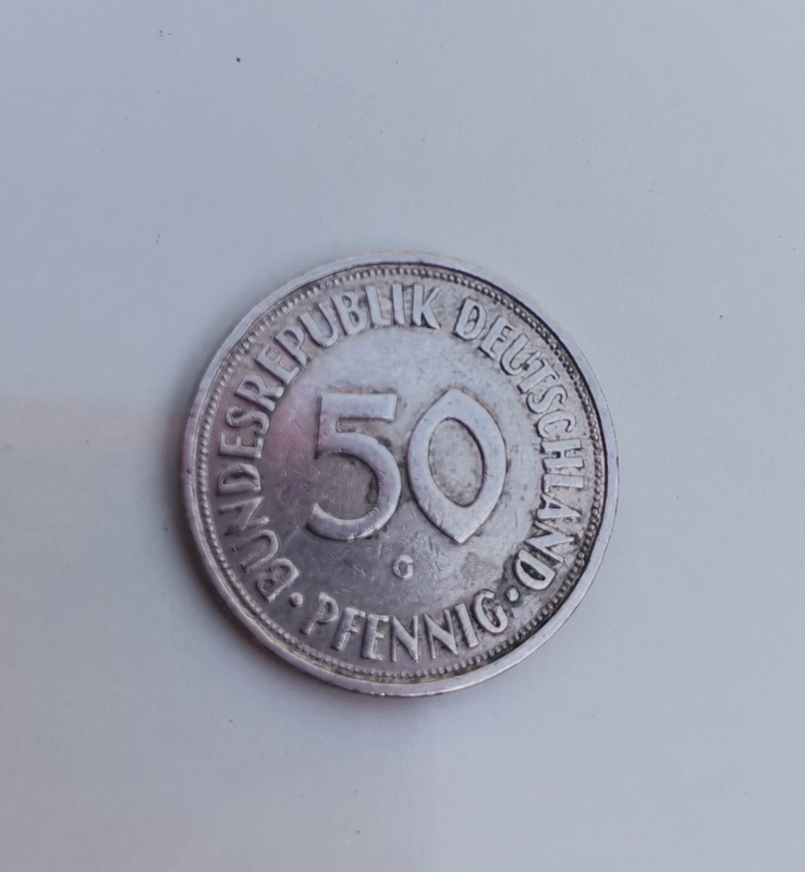 1950 German Bundesrepublik Deutschland 50 Pfennig (G) Coins For Sale
