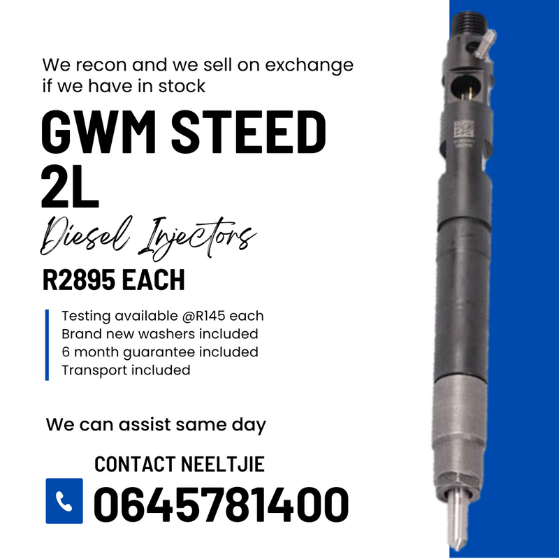 GWM steed 2L Diesel Injectrlors for sale