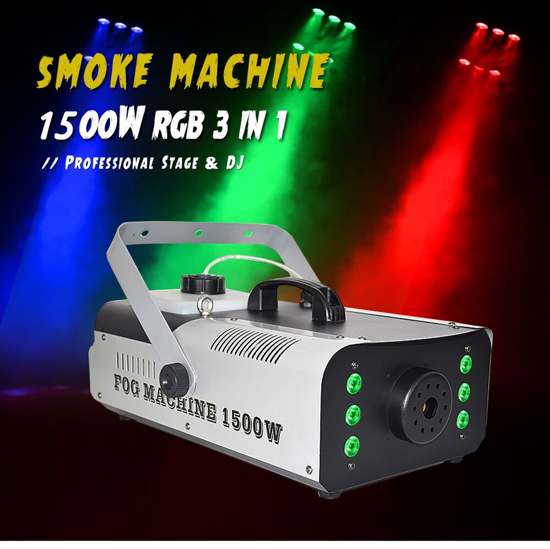 Professional LED Smoke Fog Machine 1500W Heavy Duty Compact High Capacity. Has RGB LEDs. Brand NEW.