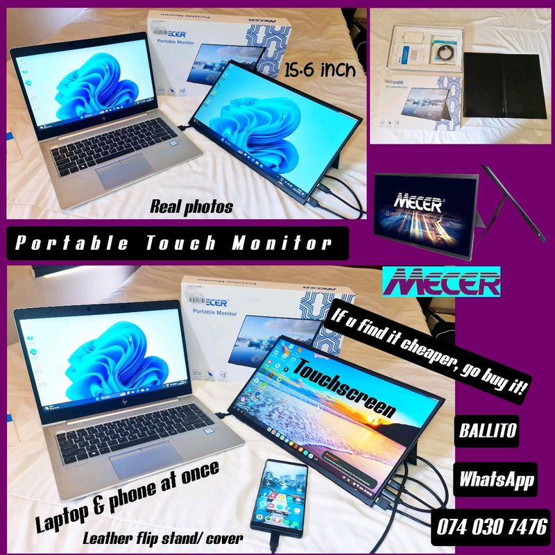 ☆2Nice Plug&amp;play Mecer Portable ☆Touch monitor, Box Demo 99%mint (WhatsApp Ballito)