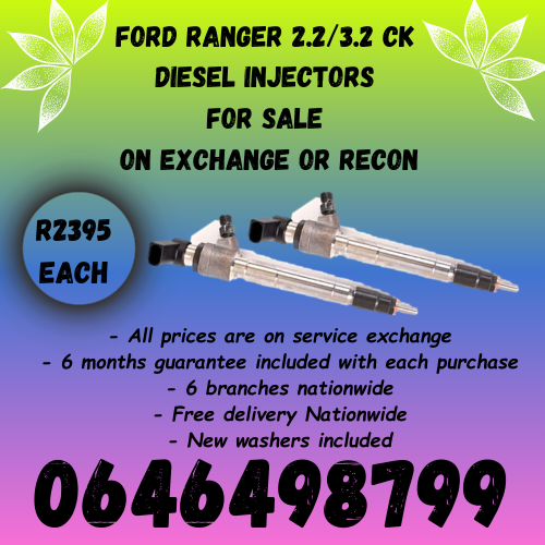 Ford Ranger 2.2 diesel injectors for sale on exchange 6 months warranty.