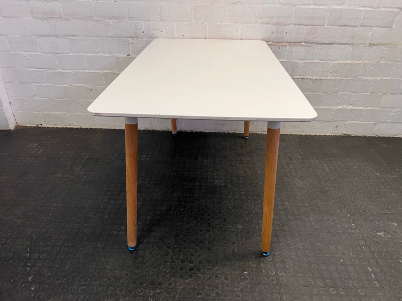 White Top Dining Table with Wooden Legs- | Century City | Gumtree South ...