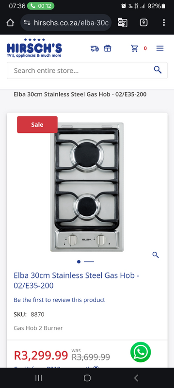 Elba 30cm Stainless Steel Gas Hob - 02/E35-200