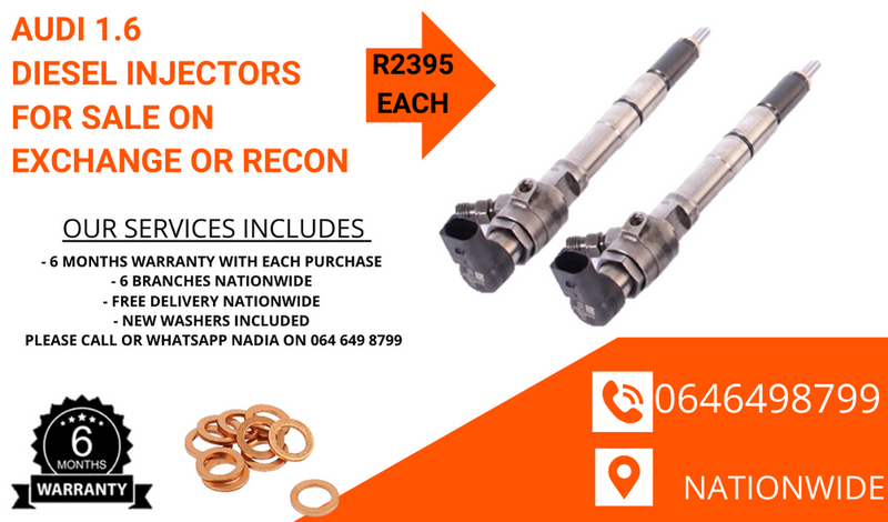 Audi 1.6 diesel injectors for sale on exchange or to recon - 6 months warranty.