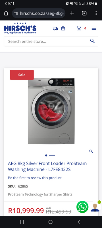 AEG 8kg Silver Front Loader ProSteam Washing Machine - L7FE8432S