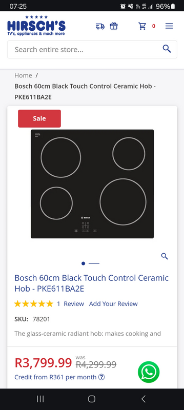 Bosch 60cm Black Touch Control Ceramic Hob - PKE611BA2E