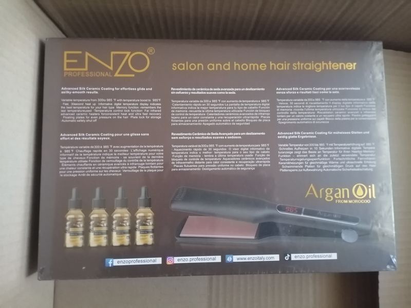 Enzo Professional salon and home hair straightener with Argan oils