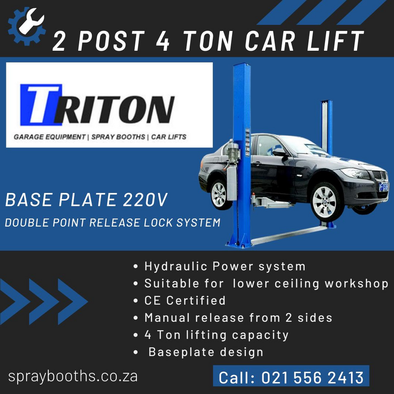 TRITON CAR HOISTS 2 POST 4 TON. 220v NEW.