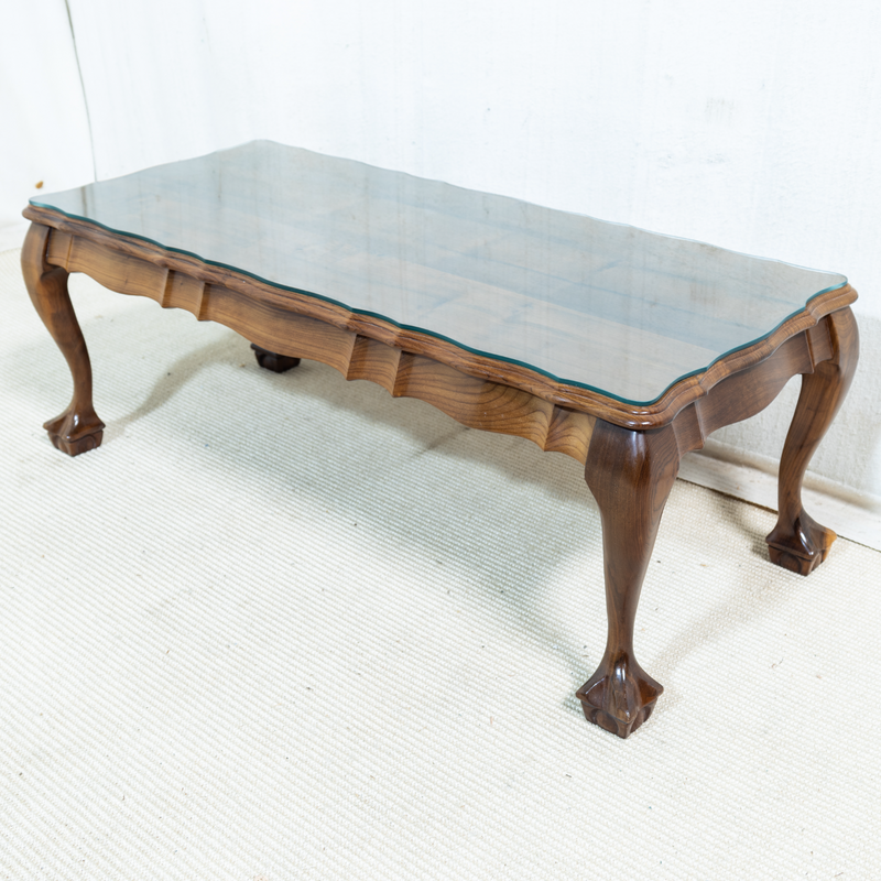 Solid Imbuia and Glass Top Rectangle Coffee Table