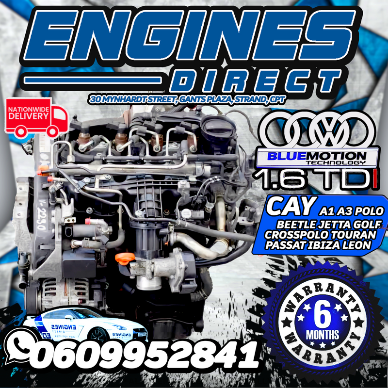 VW 1.6 TDi Mk 6-7 Golf Jetta and Polo 6R CAY Engine Available at Engines Direct Strand