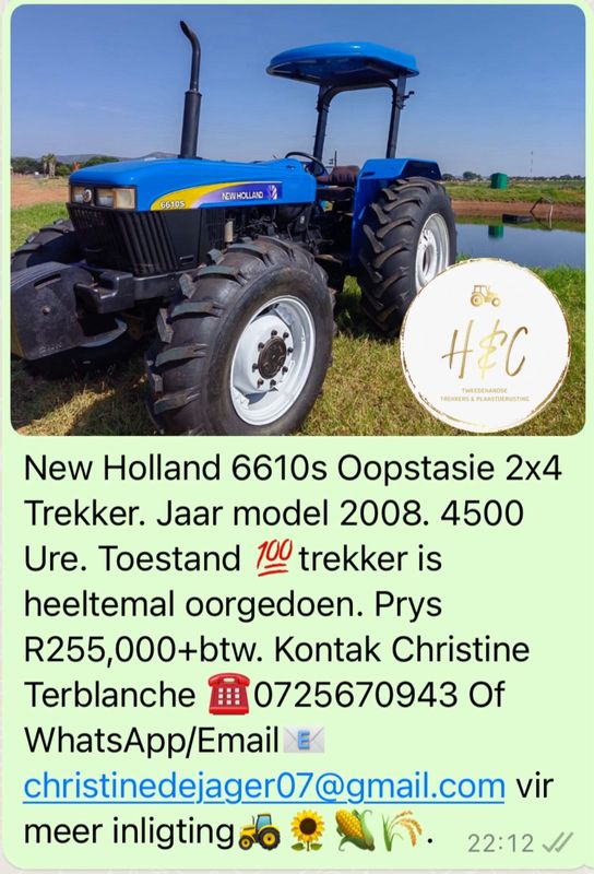 New Holland 6610s Oopstasie 2x4 Trekker.