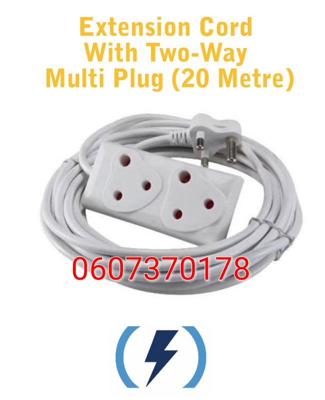 Extension Cord with two-way Multi Plug 20 Metre (Brand New)