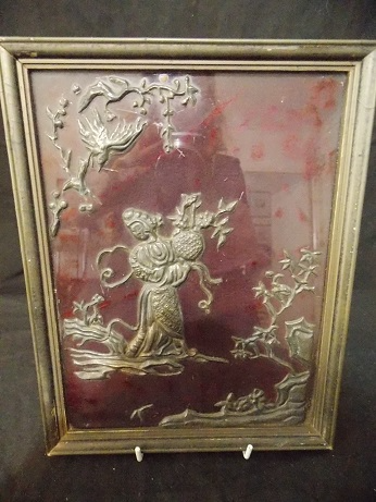 Antique Brass and Pewter on Glass  Wall Art