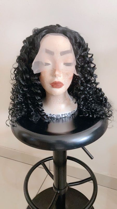Full Lacefront Synthetic Curly Black Locks Wig For Sale