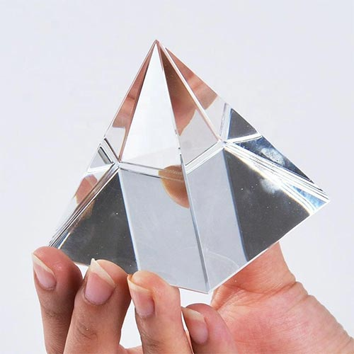 60mm Polished Borosilicate Glass Crystal Pyramid Paperweight Ornament