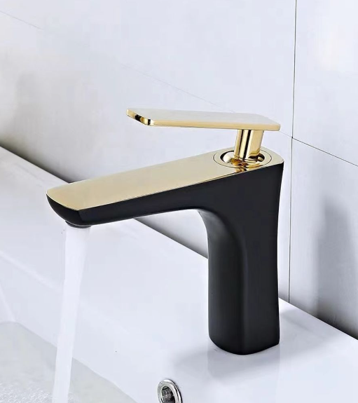 Gently Used Black Gold Single Hole Bathroom Faucet-