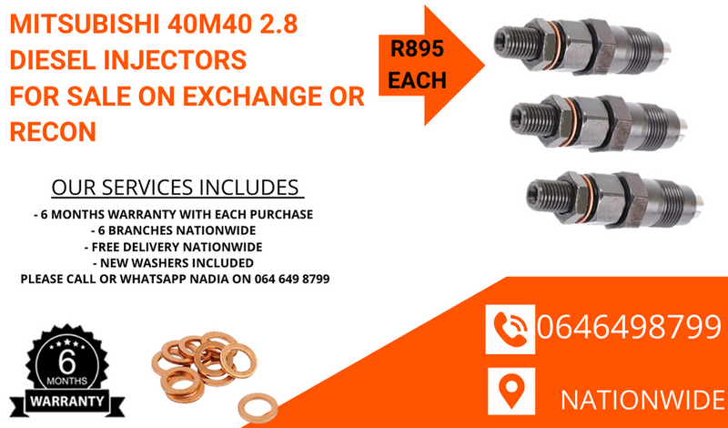 MITSUBISHI 40M40 2.8 DIESEL INJECTORS FOR SALE ON EXCHANGE OR WE CAN RECON