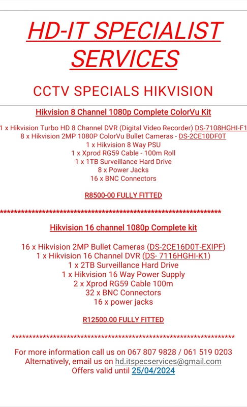 CCTV Cameras Specials for Combos