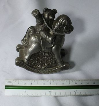 PEWTER HORSE BEAR AND BOAT MONEY BOX