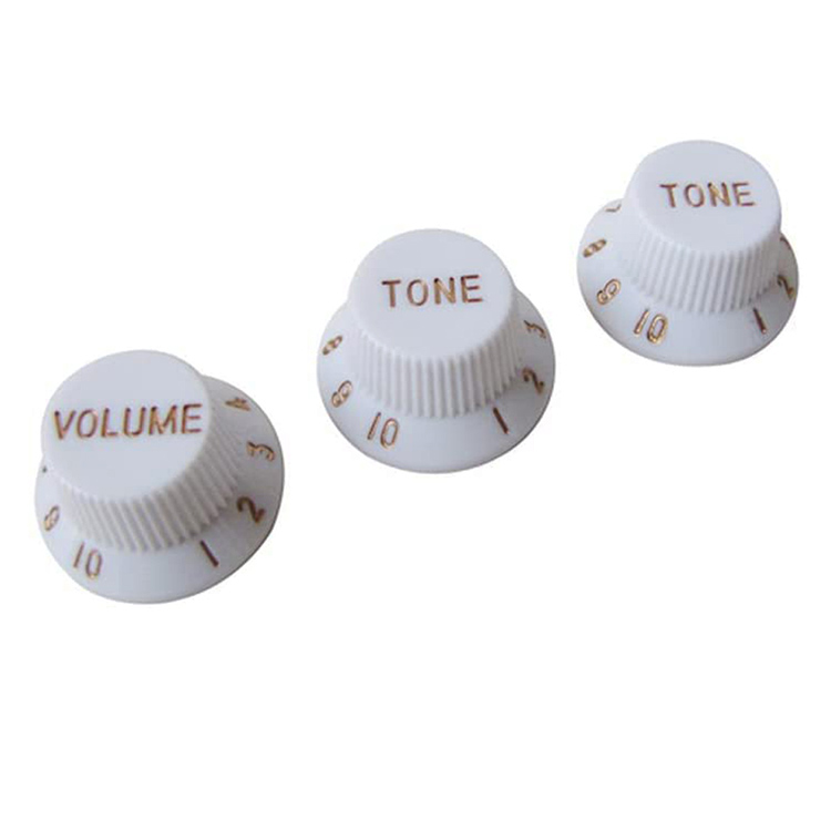 White Strat style replacement knobs – 1 Volume, 2 tone