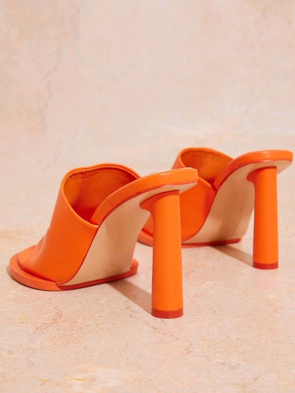 Orange wide fit p u round toe edge mules