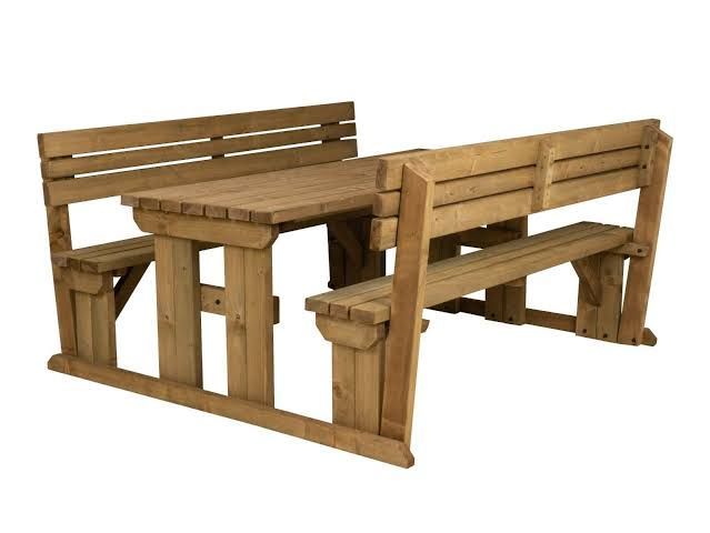 6 Seater Picnic Bench, With Back Rest