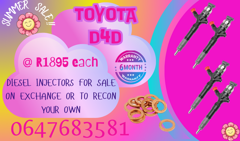 TOYOTA D4D DIESEL INJECTORS FOR SALE FREE COPPER WASHERS