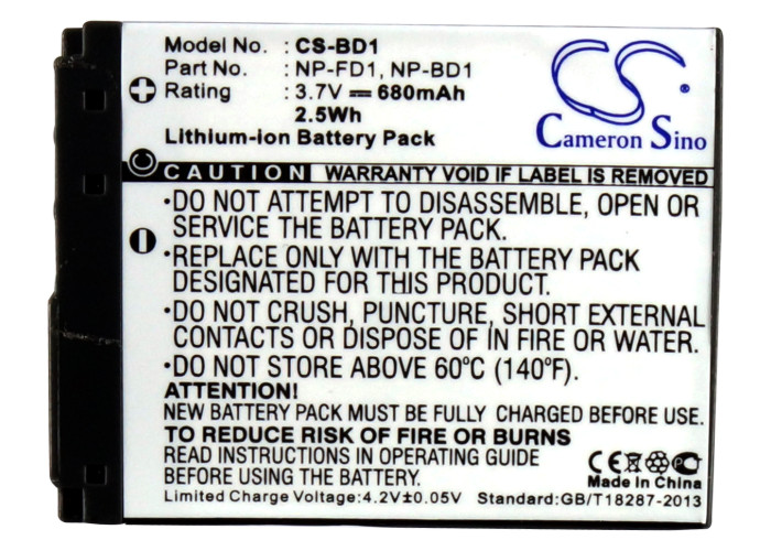 Camera Battery CS-BD1 for SONY NP-BD1 etc.