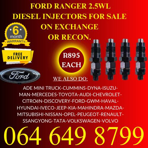 Ford Ranger 2.5 WL diesel injectors for sale on exchange. Free delivery Nationwide.