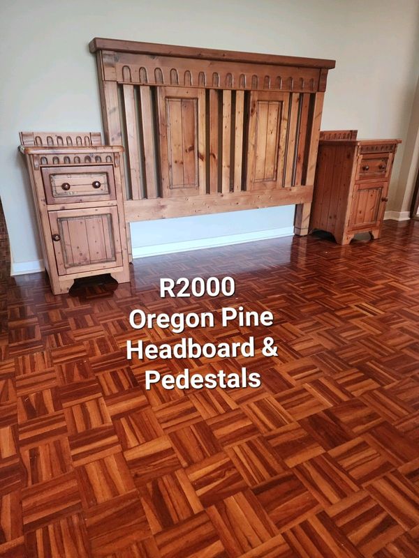 Pine Oregan Headboard and Pedestals