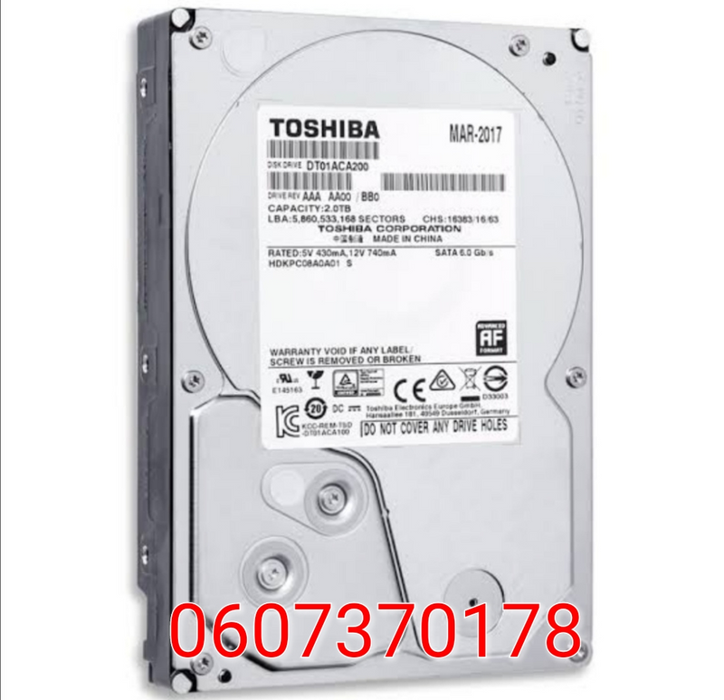 2TB Toshiba Hard Drive 2000GB 3.5&#34;