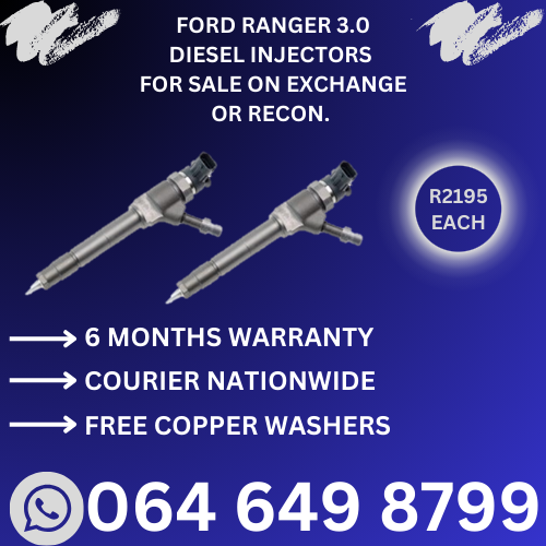 Ford Ranger 3.0 diesel injectors for sale on exchange - 6 months warranty.