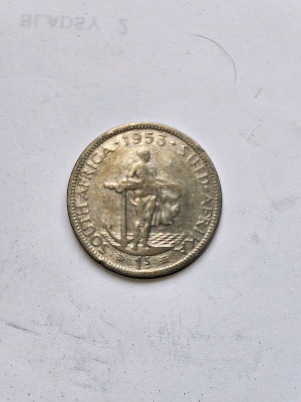 1953 Silver One Shilling coin.