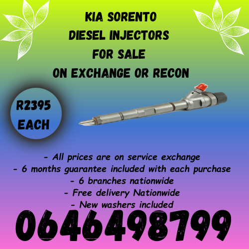 Kia Sorento diesel injectors for sale on exchange with 6 months warranty.