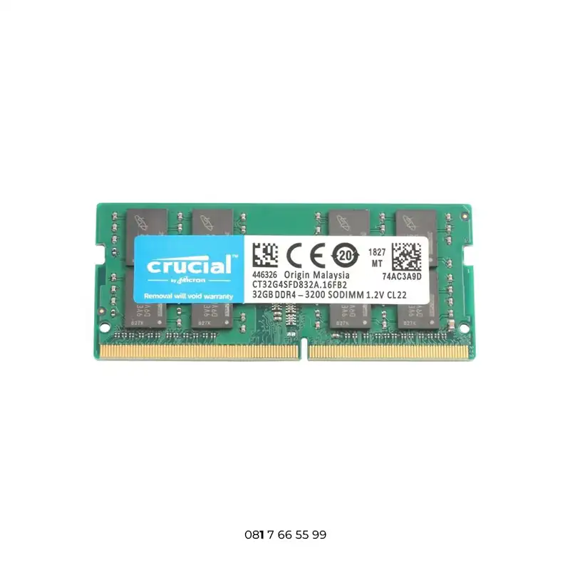Fast, Multitask, Quality - Crucial 32GB DDR4-3200 SODIMM - CT32G4SFD832A