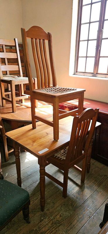 Pine Turn-legged Table &#43; 2 x Cypress Riempie Chairs
